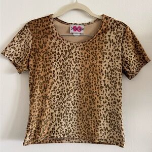 Vintage Leopard Print Short Sleeve Top